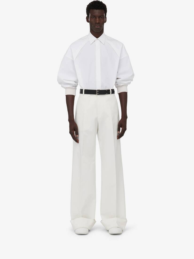 Men's Ribbed Cuff Shirt in Optical White - 2