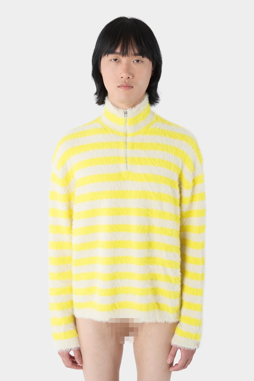 STREGATTO HIGH NECK LONG SLEEVE / beige & yellow stripes - 4