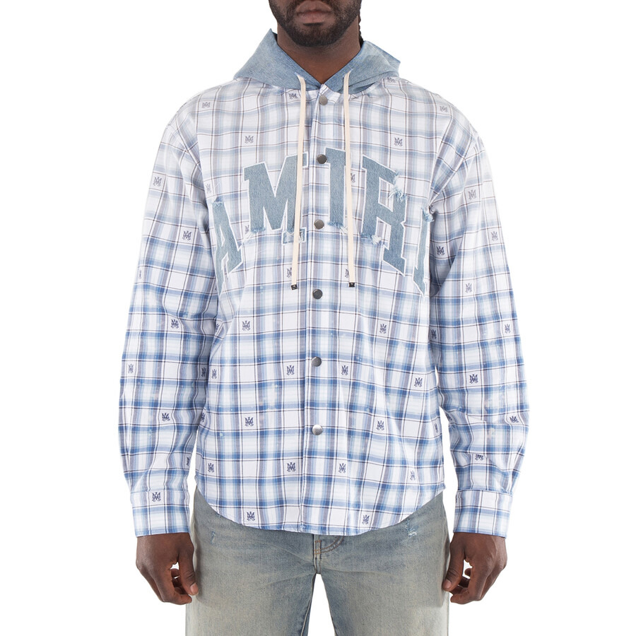 Amiri Men's Cerulean Hooded Cotton Overshirt - 3