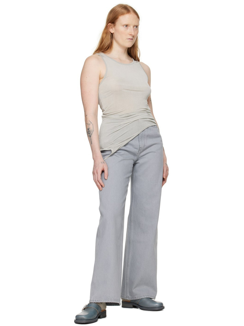 AMOMENTO Gray Sheer Tank Top outlook