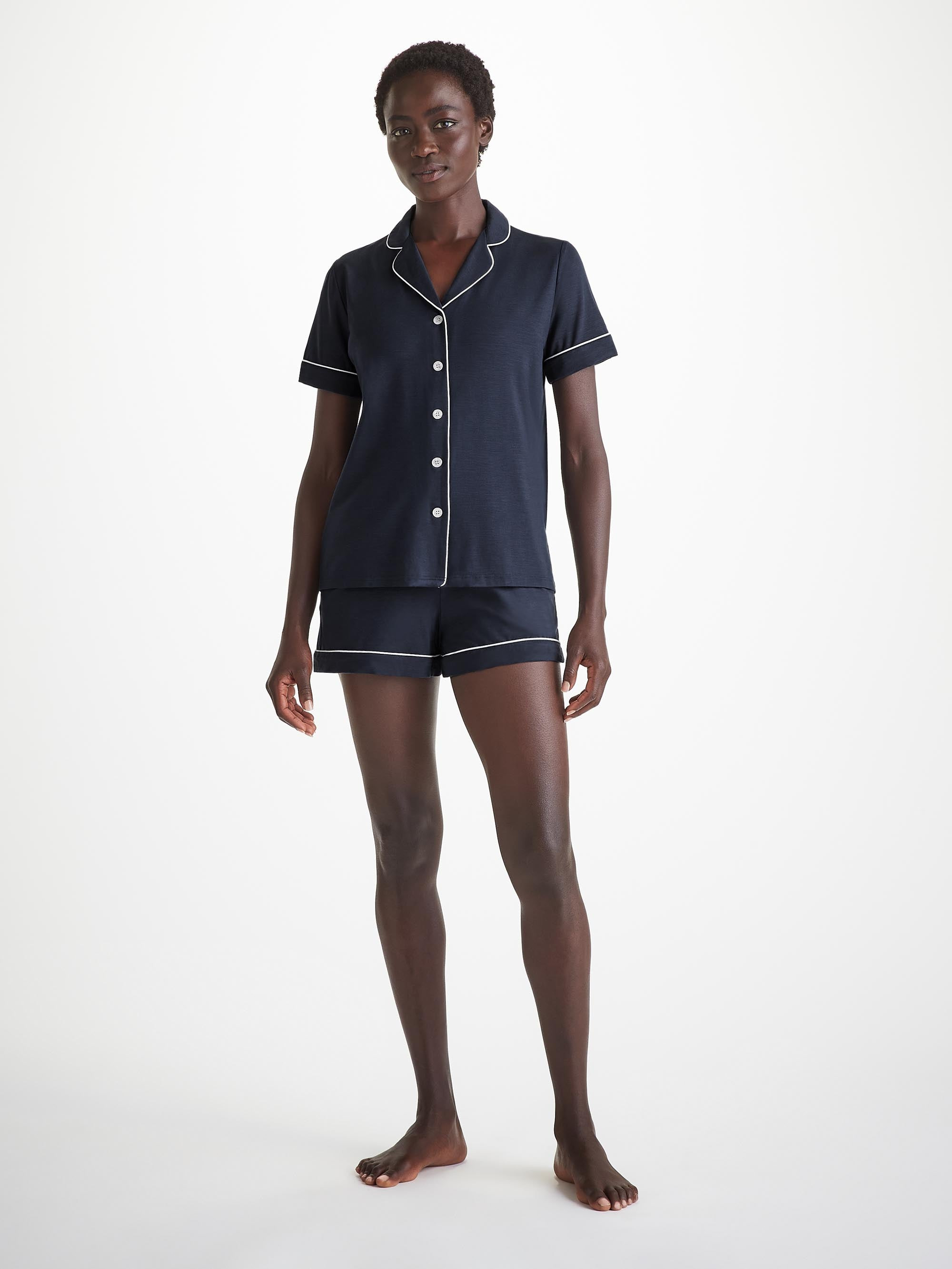 Women's Short Pyjamas Lara Micro Modal Stretch Navy - 2