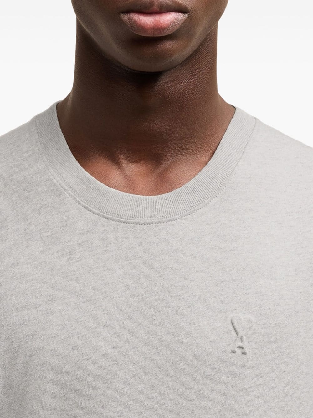 embroidered logo ribbed neck t-shirt - 6