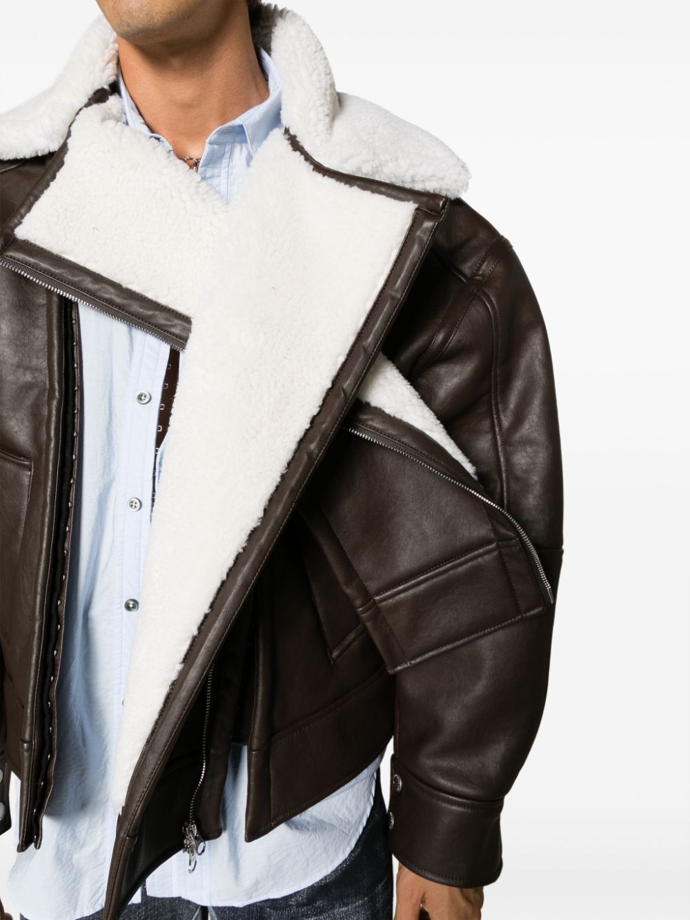 faux-shearling biker jacket - 6