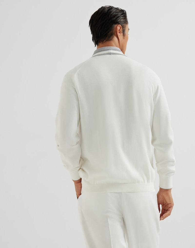 Brunello Cucinelli Cotton cardigan with logo outlook