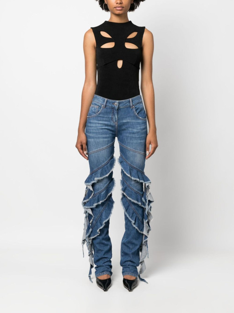 Blumarine ruffle-trim straight-leg jeans outlook