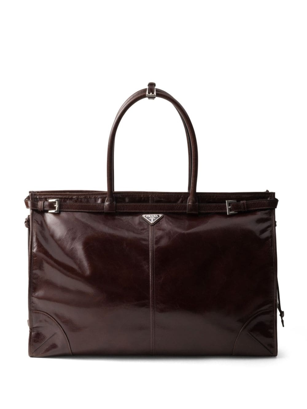 triangle-logo leather tote bag - 1