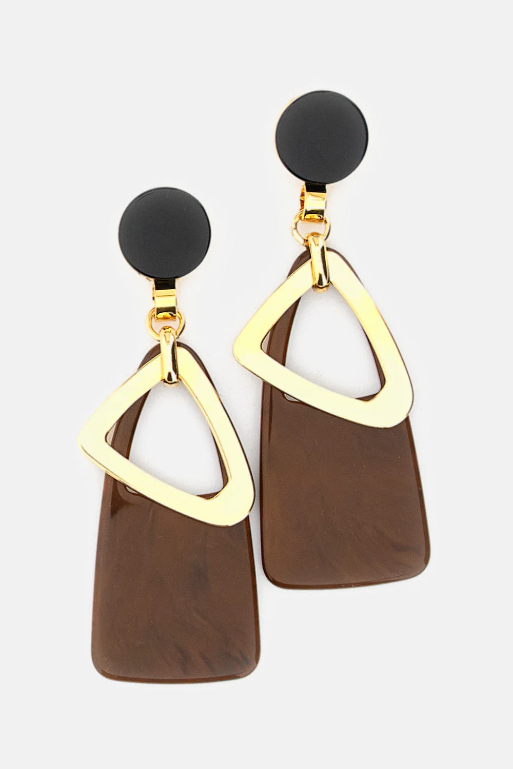 GEOMETRIC METAL AND RESIN DROP EARRINGS - 1