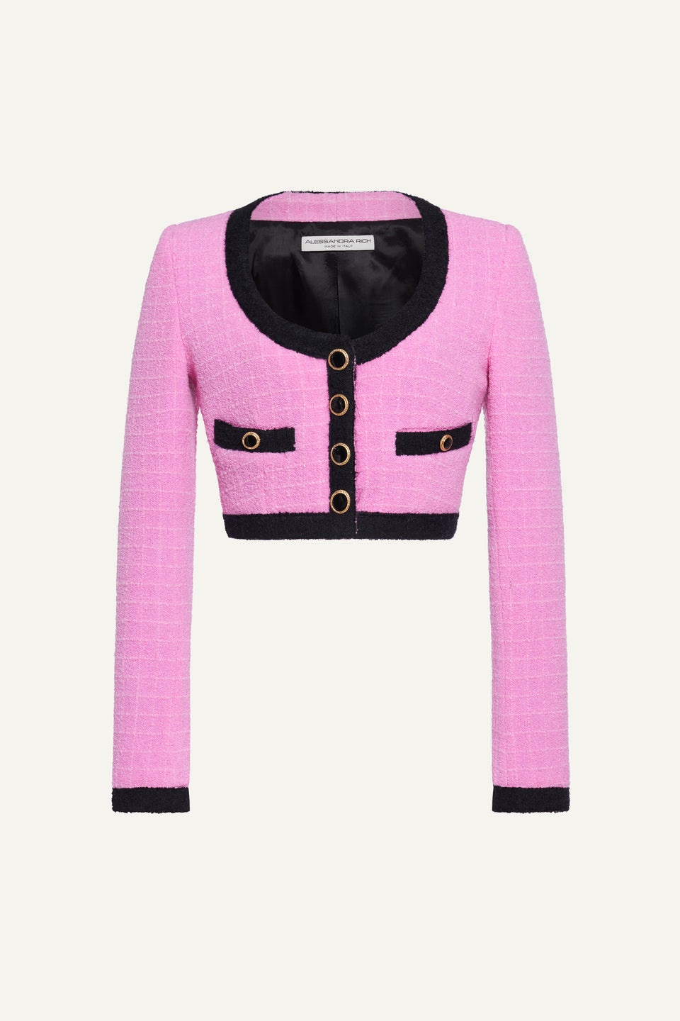 CHECKED TWEED BOUCLE CROPPED JACKET - 1