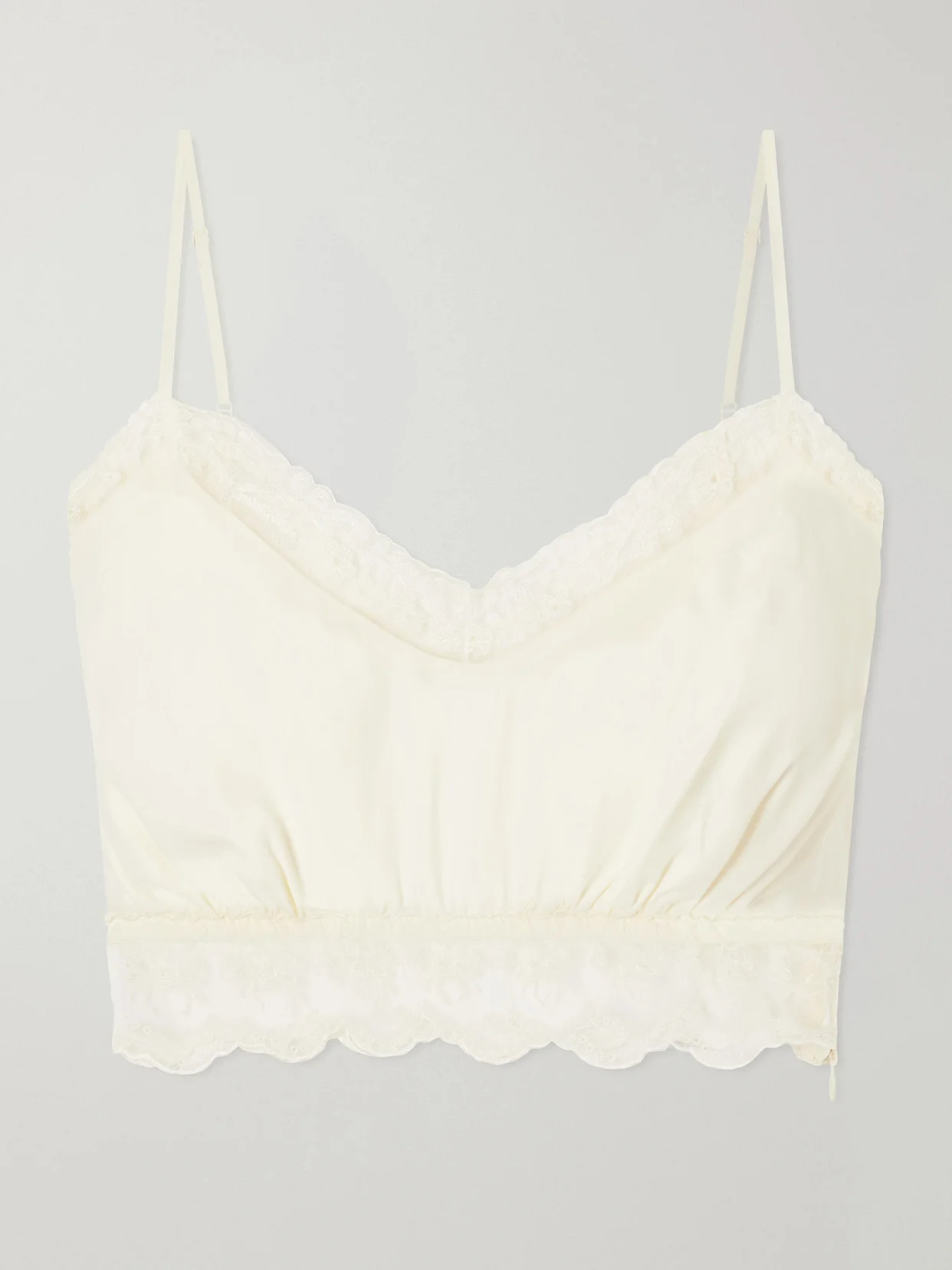 Lace-trimmed Crepe De Chine Bralette - 1