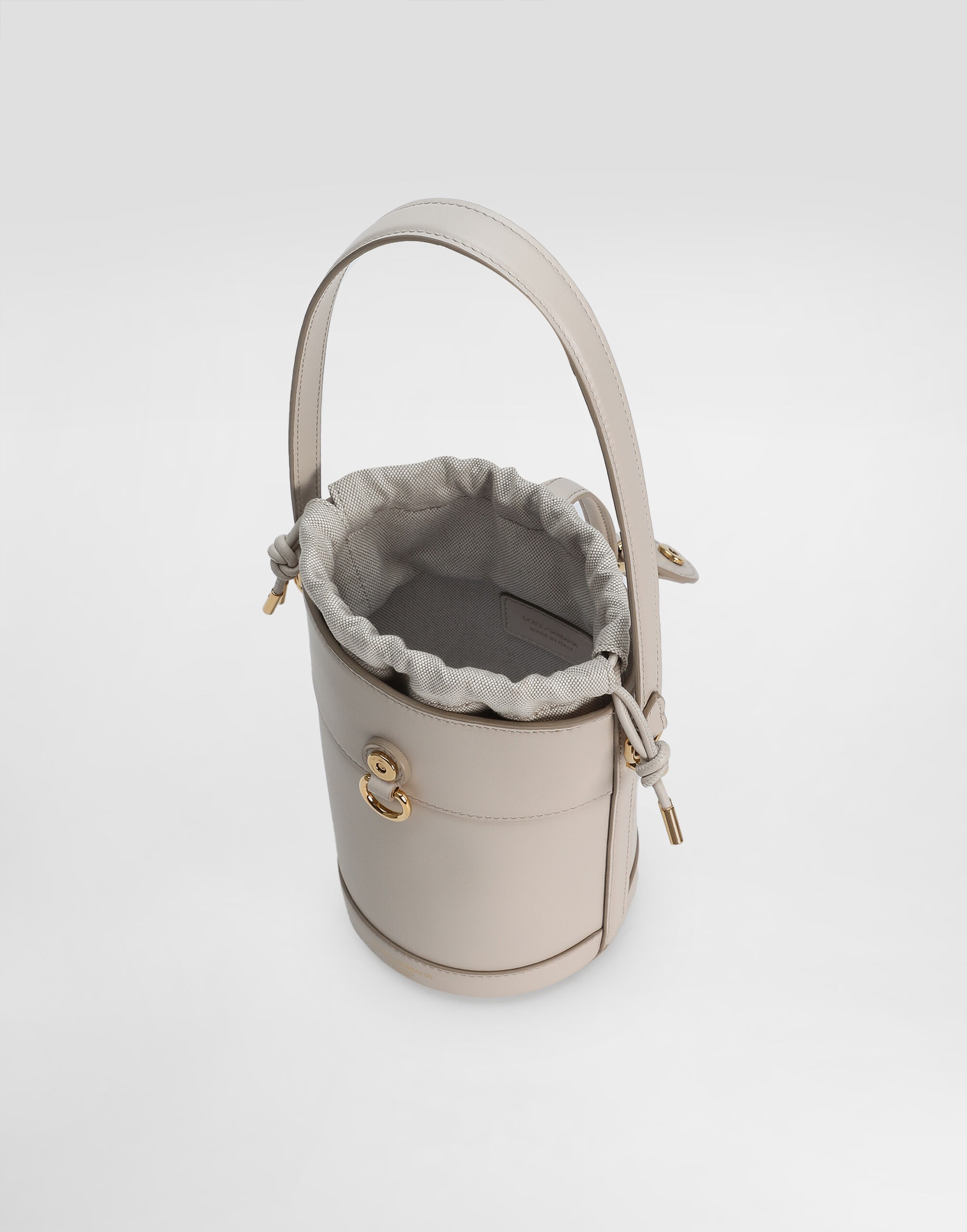 Capri bucket bag in calfskin and canvas - 5
