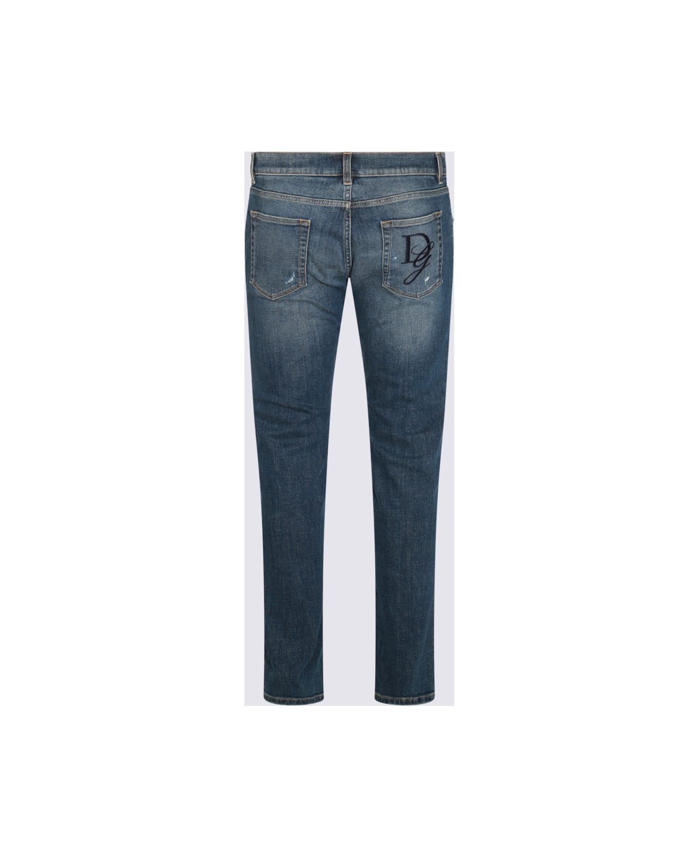 Blue Cotton Denim Jeans - 2