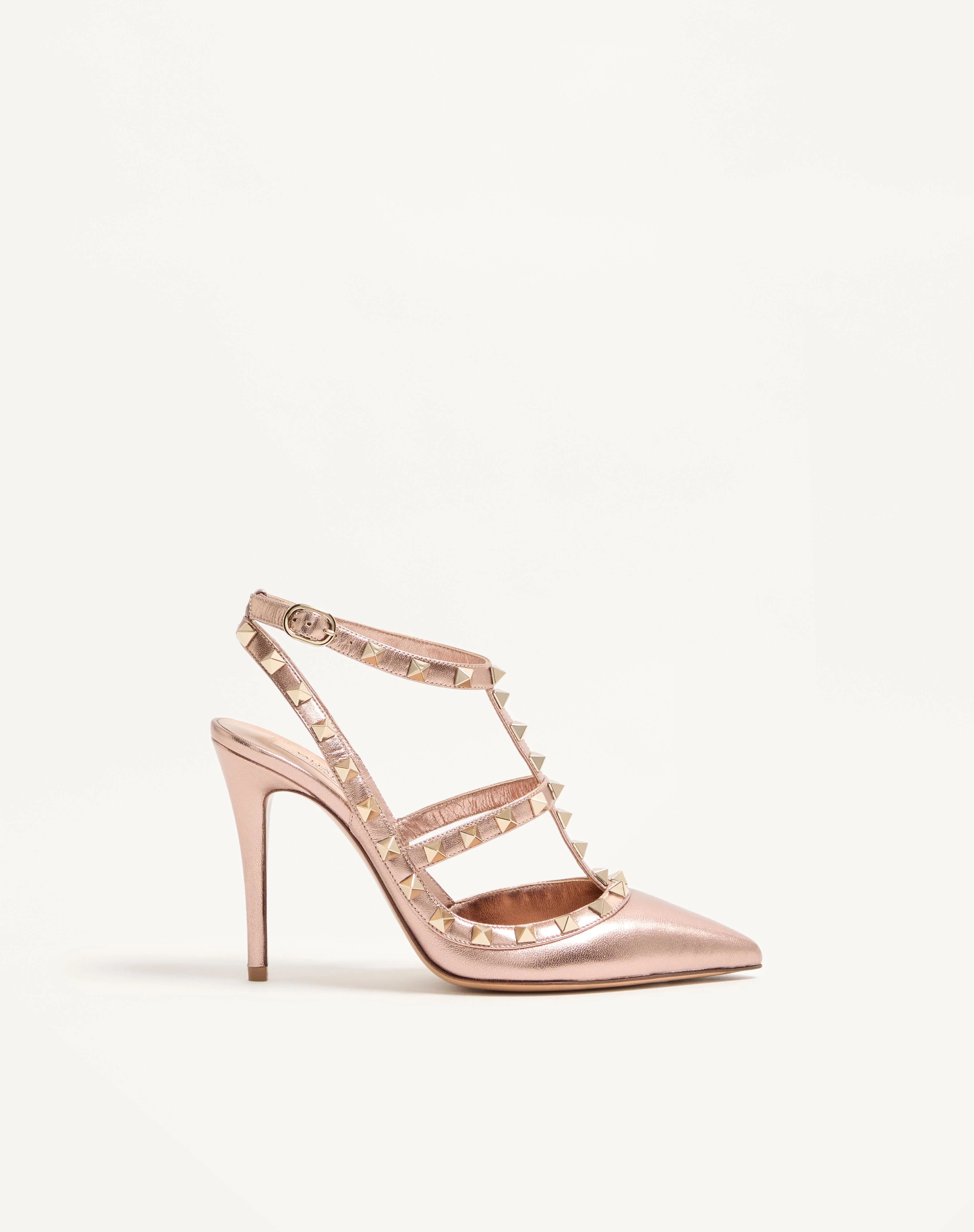 ROCKSTUD PUMP IN LAMINATED NAPPA LEATHER 100MM - 1