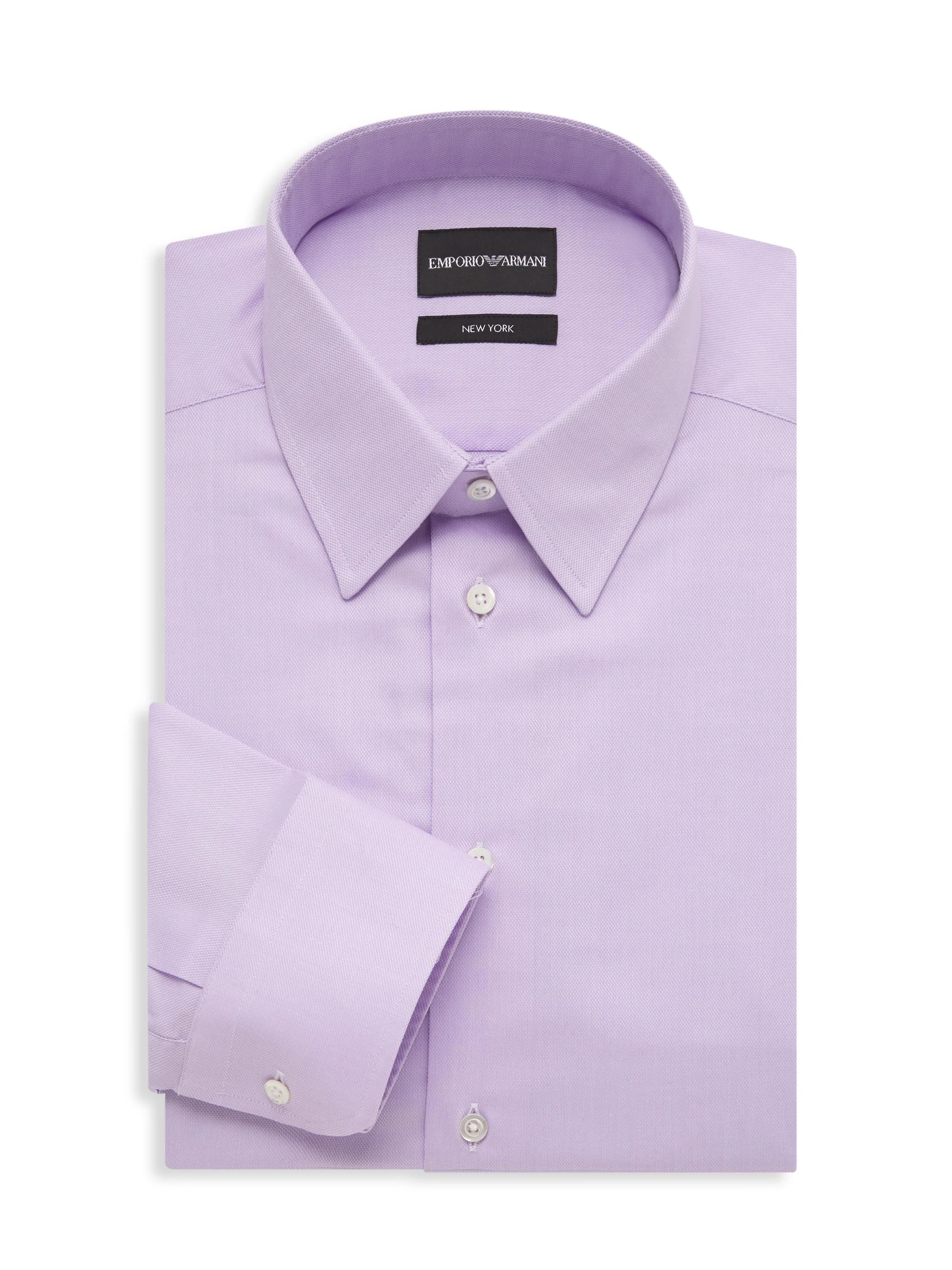 Men's Cotton Button-Front Shirt - Purple - 1