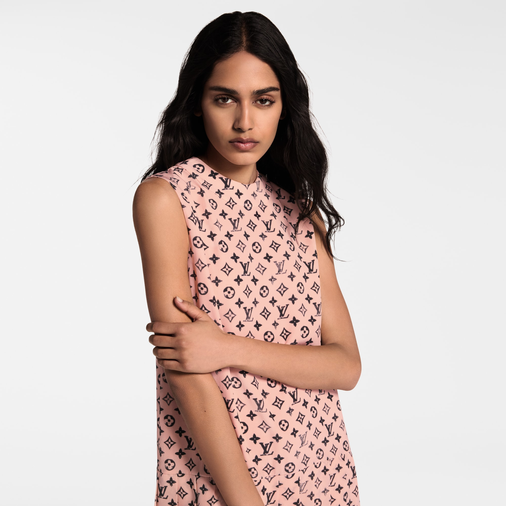 Washed Monogram Pleat Dress - 4