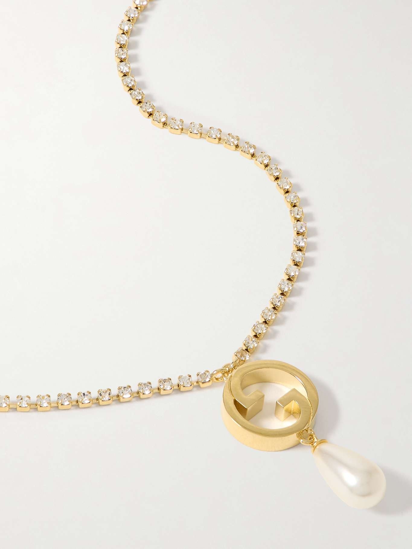 Blondie gold-tone, faux-pearl and crystal necklace - 4