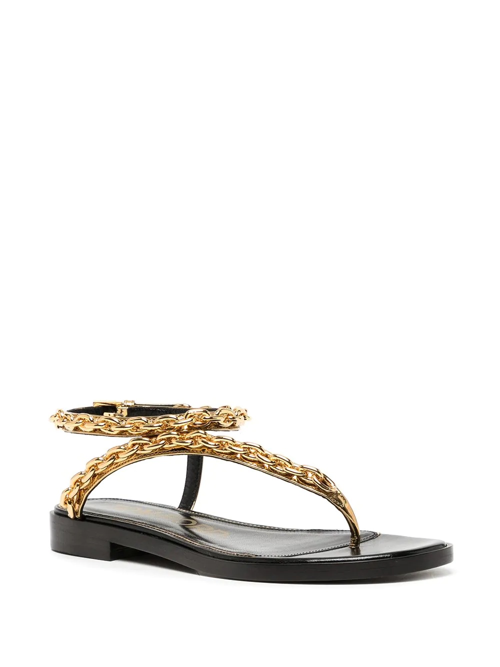 chain-detail leather sandals - 2