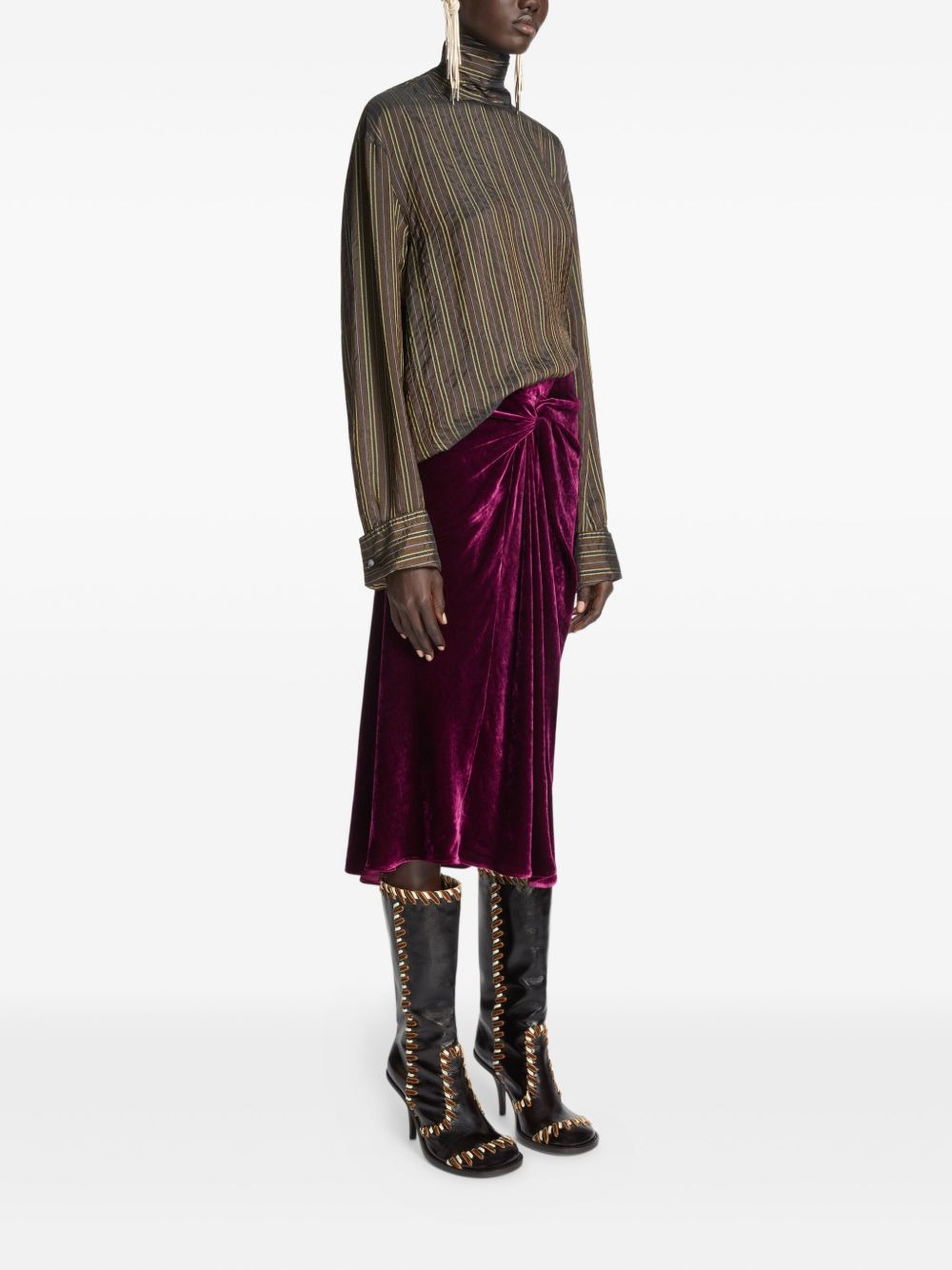knot-detail draped midi skirt - 3