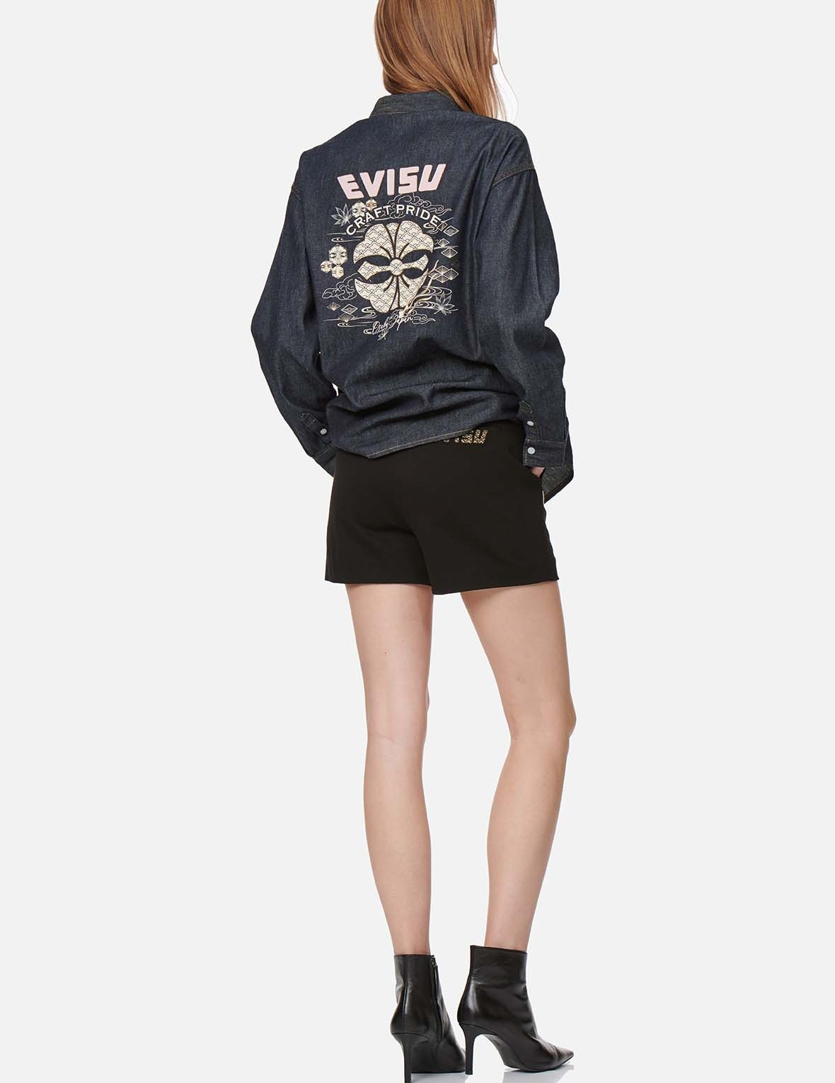 SEAGULL EMBROIDERED WOOL SHORTS - 5