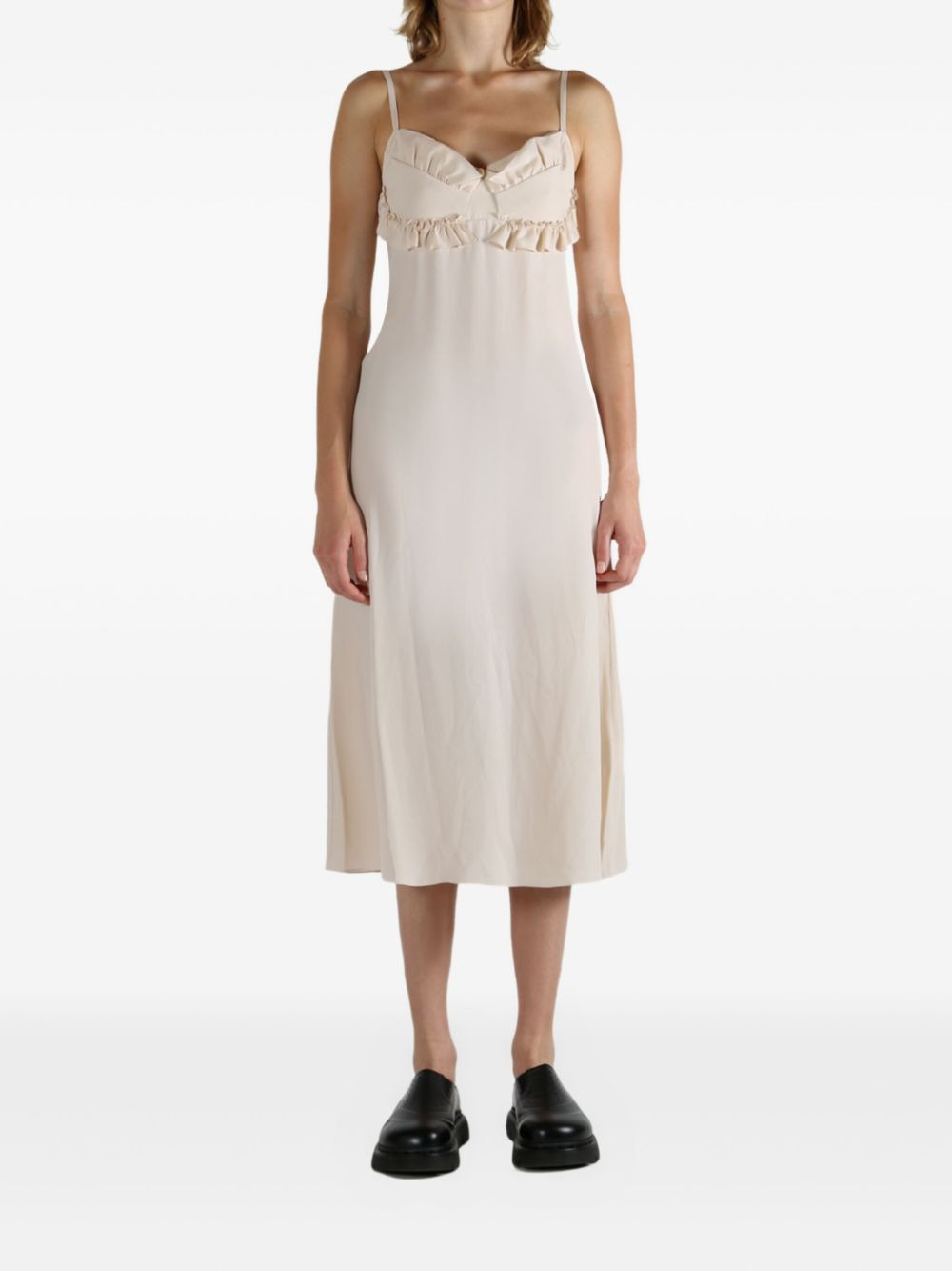 ruffled-detail slip midi dress - 2