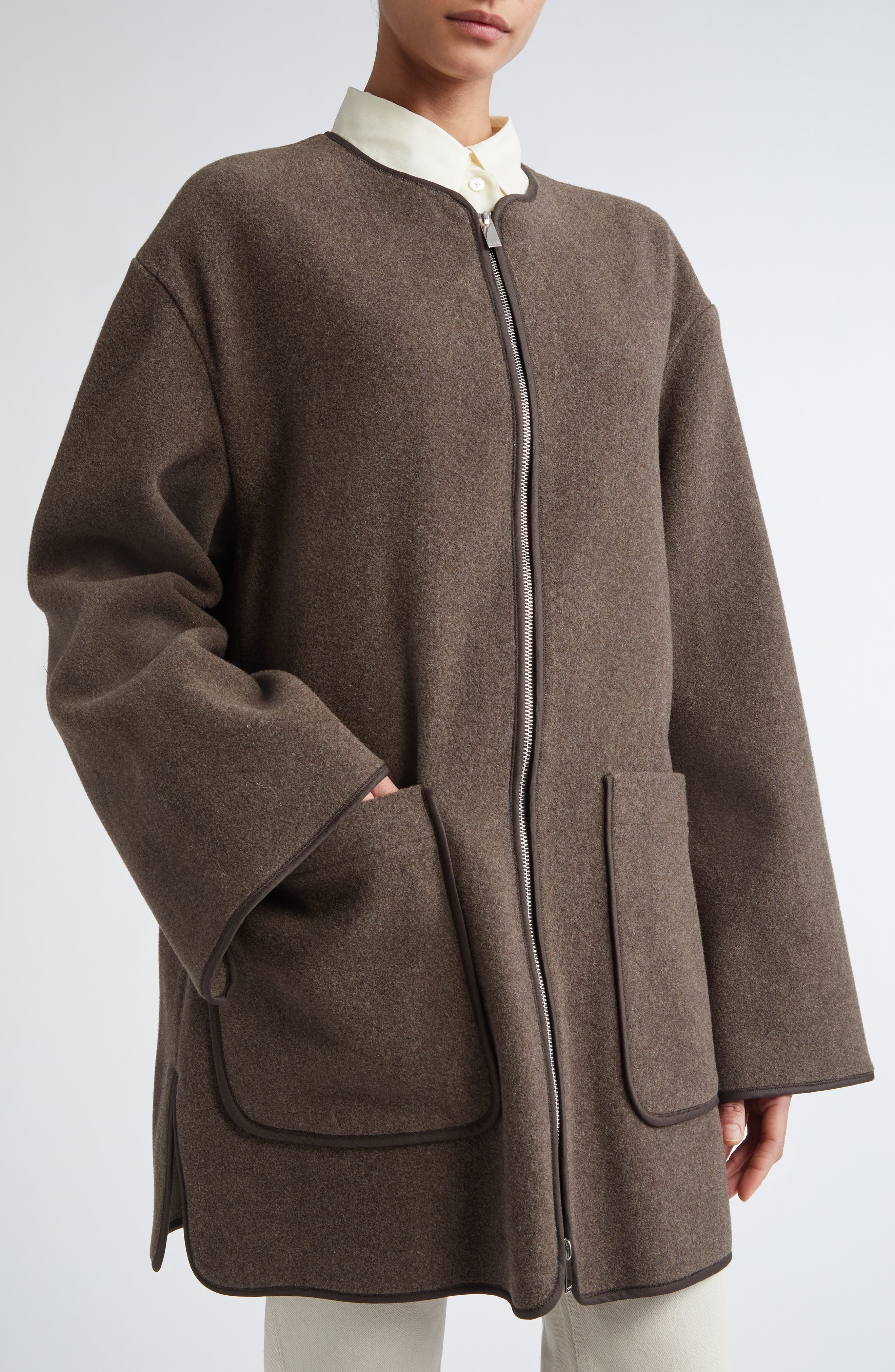 TOTEME Wool Blend Felt Jacket in Oak Melange at Nordstrom - 5