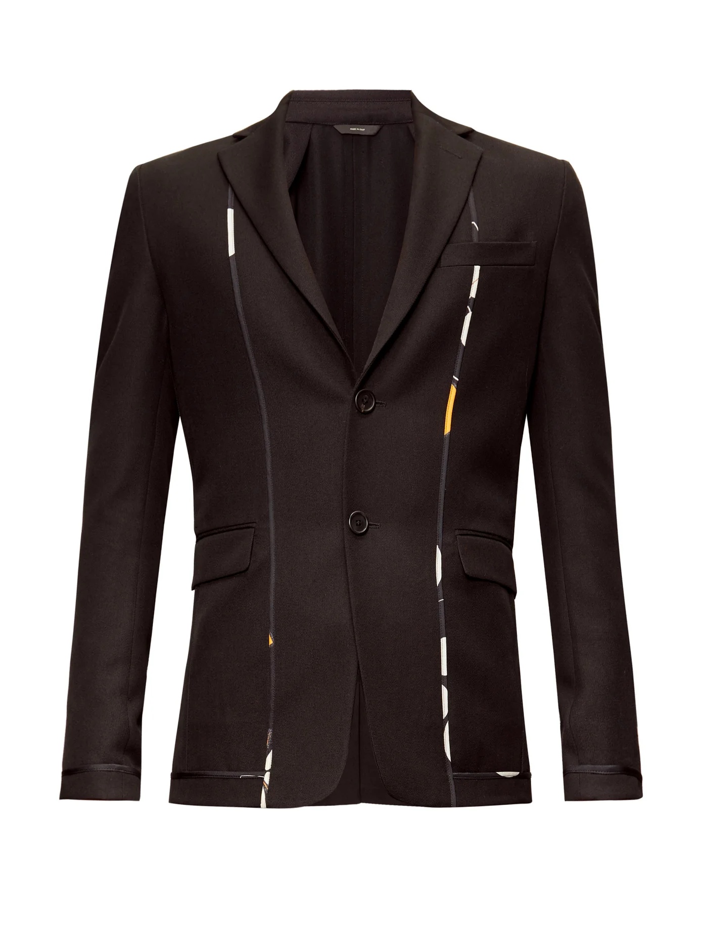 Single-breasted contrast-trim wool-twill jacket - 1