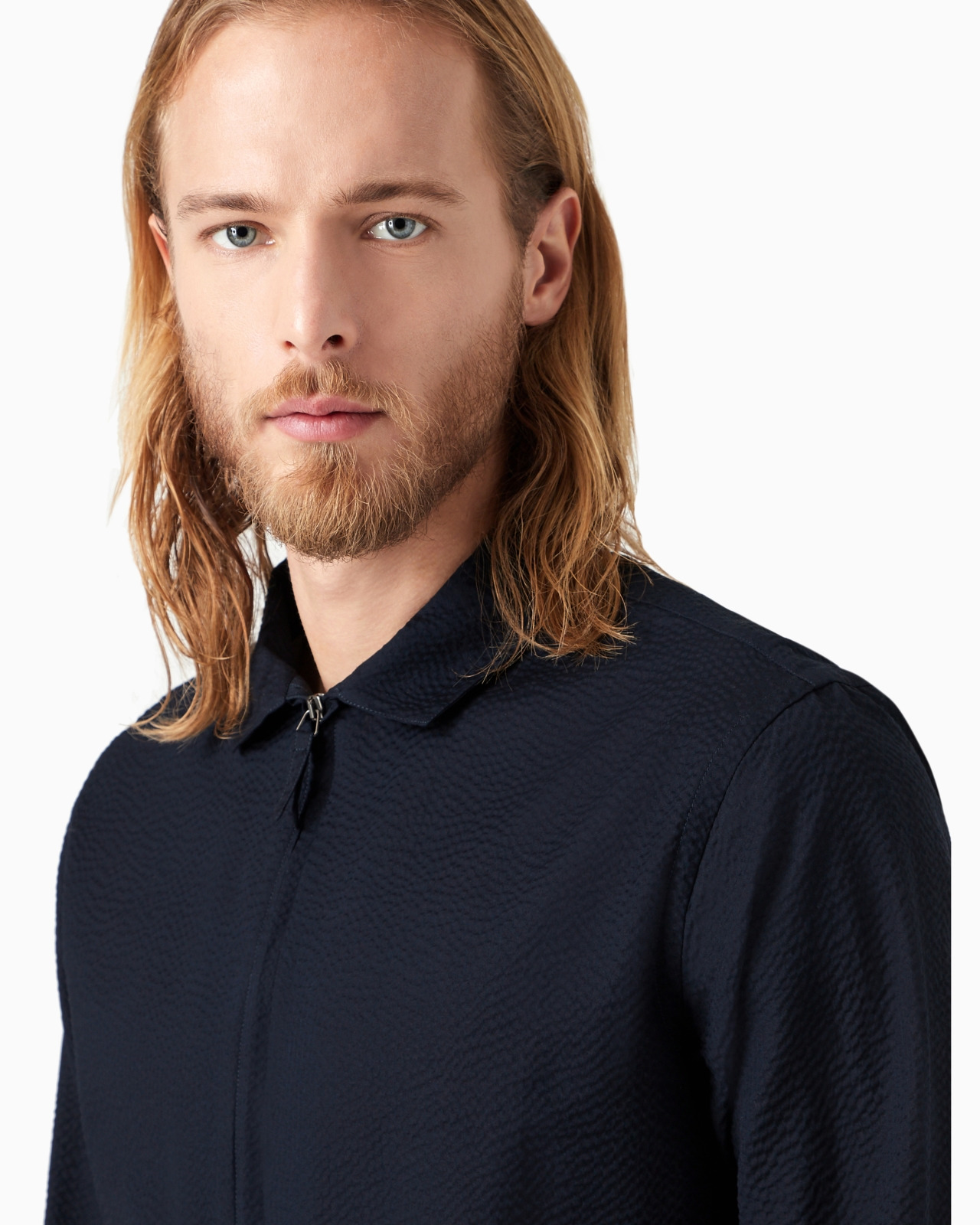 Zipped, cotton-seersucker shirt - 6