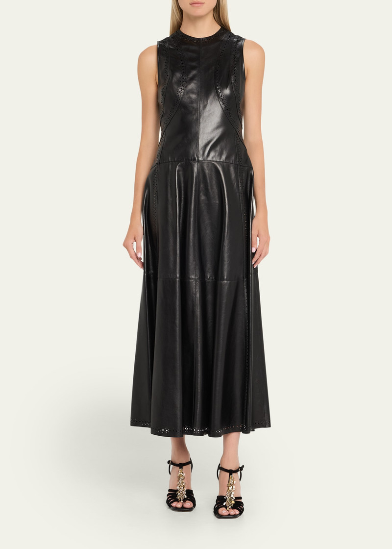 ULLA JOHNSON Juliette Sleeveless Leather Midi Dress outlook