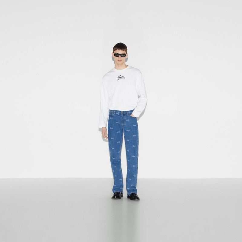 GUCCI Denim pant with lasered Gucci detail outlook