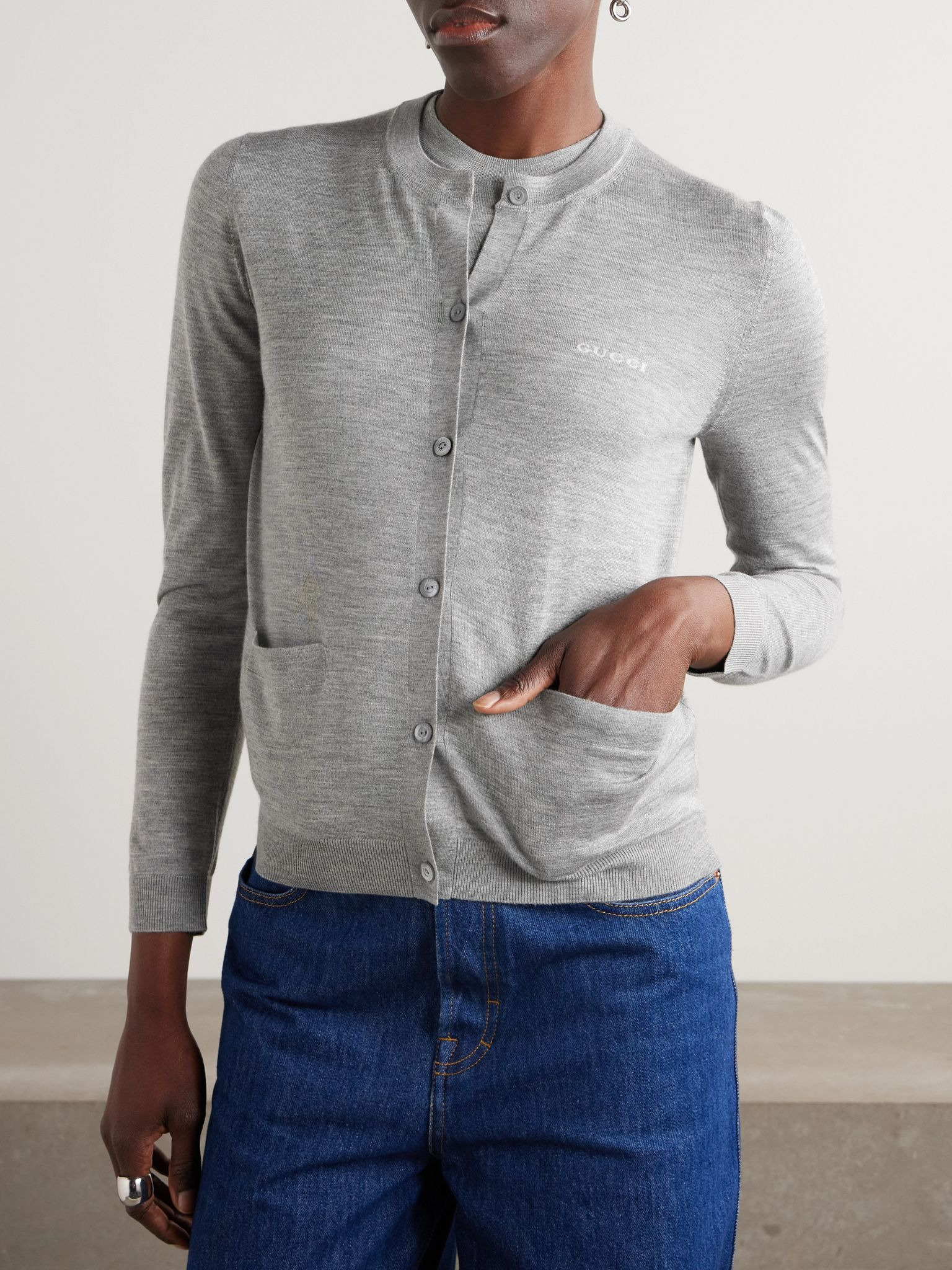 Cashmere and silk-blend cardigan Gray - 3