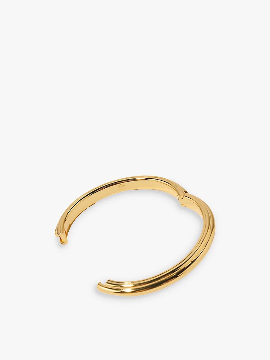 Clover-engraved gold-tone brass bangle - 2