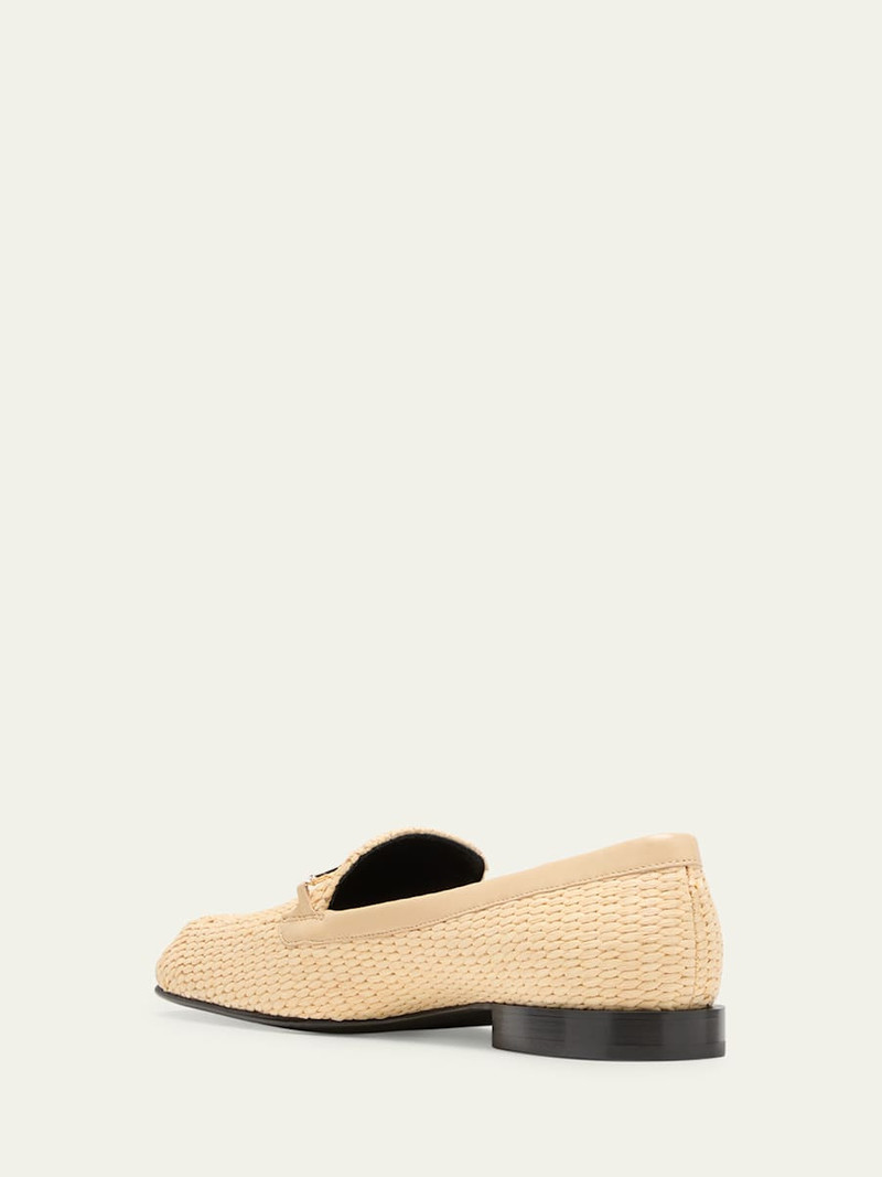 Victoria Beckham Raffia Metal-Strap Flat Loafers outlook