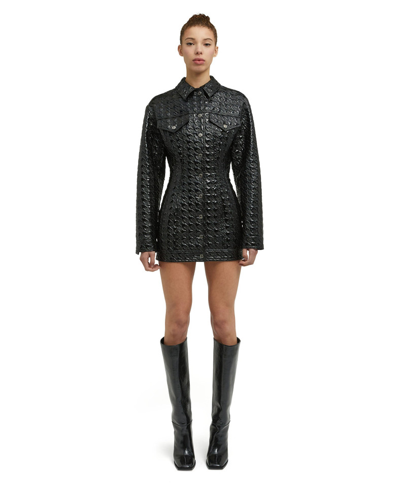MSGM Mini dress with  "Embossed Pied de Poule Vinyl" print outlook