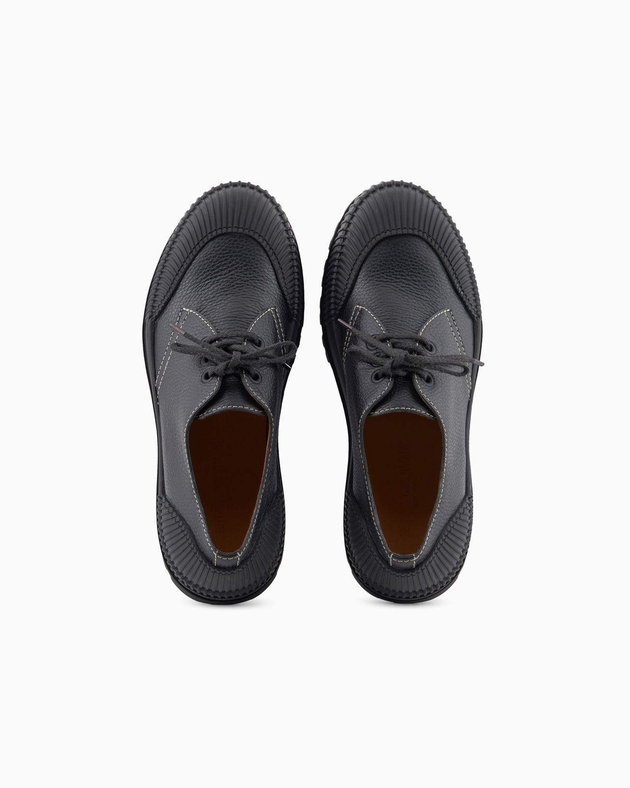 Tumbled-leather Derby shoes with rubber details - 3