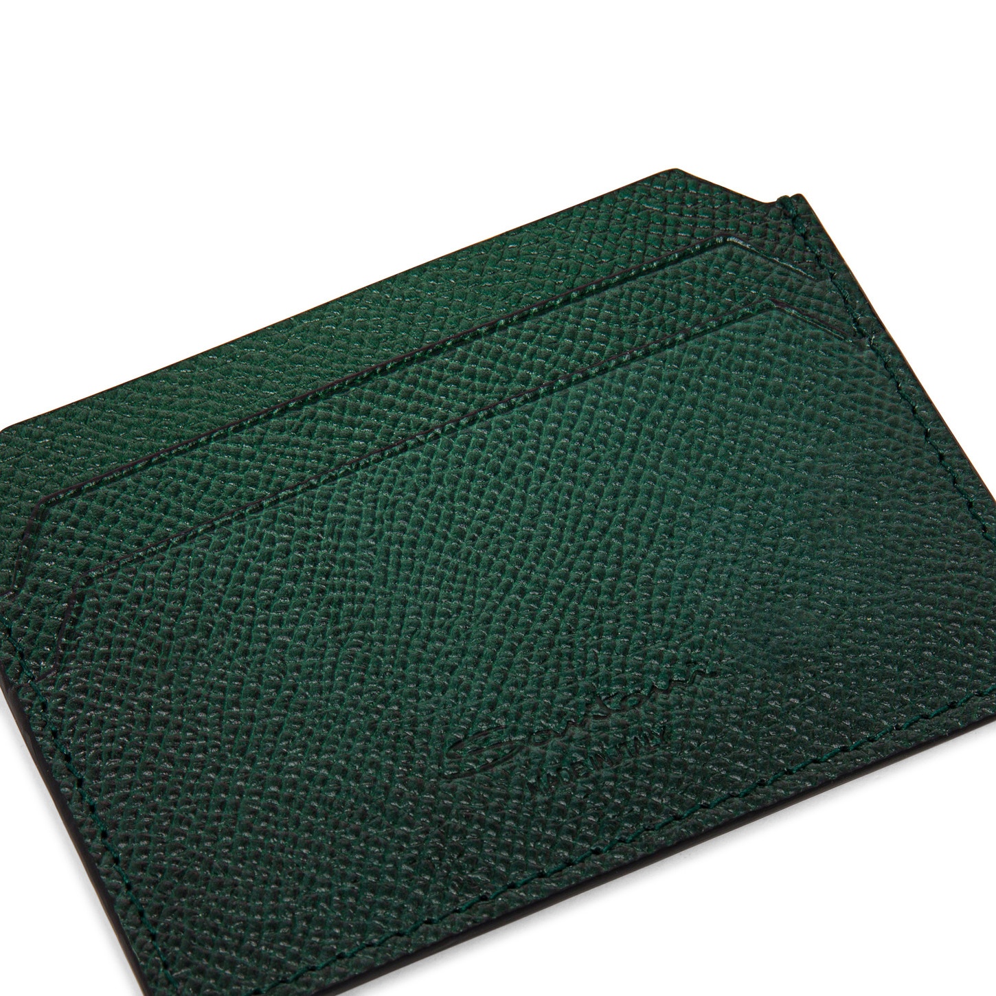 Green saffiano leather credit card holder - 5