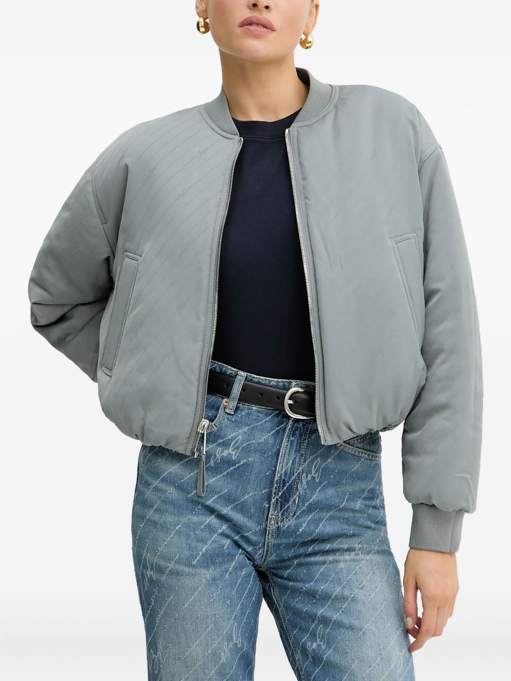 padded zip-up bomber jacket - 1