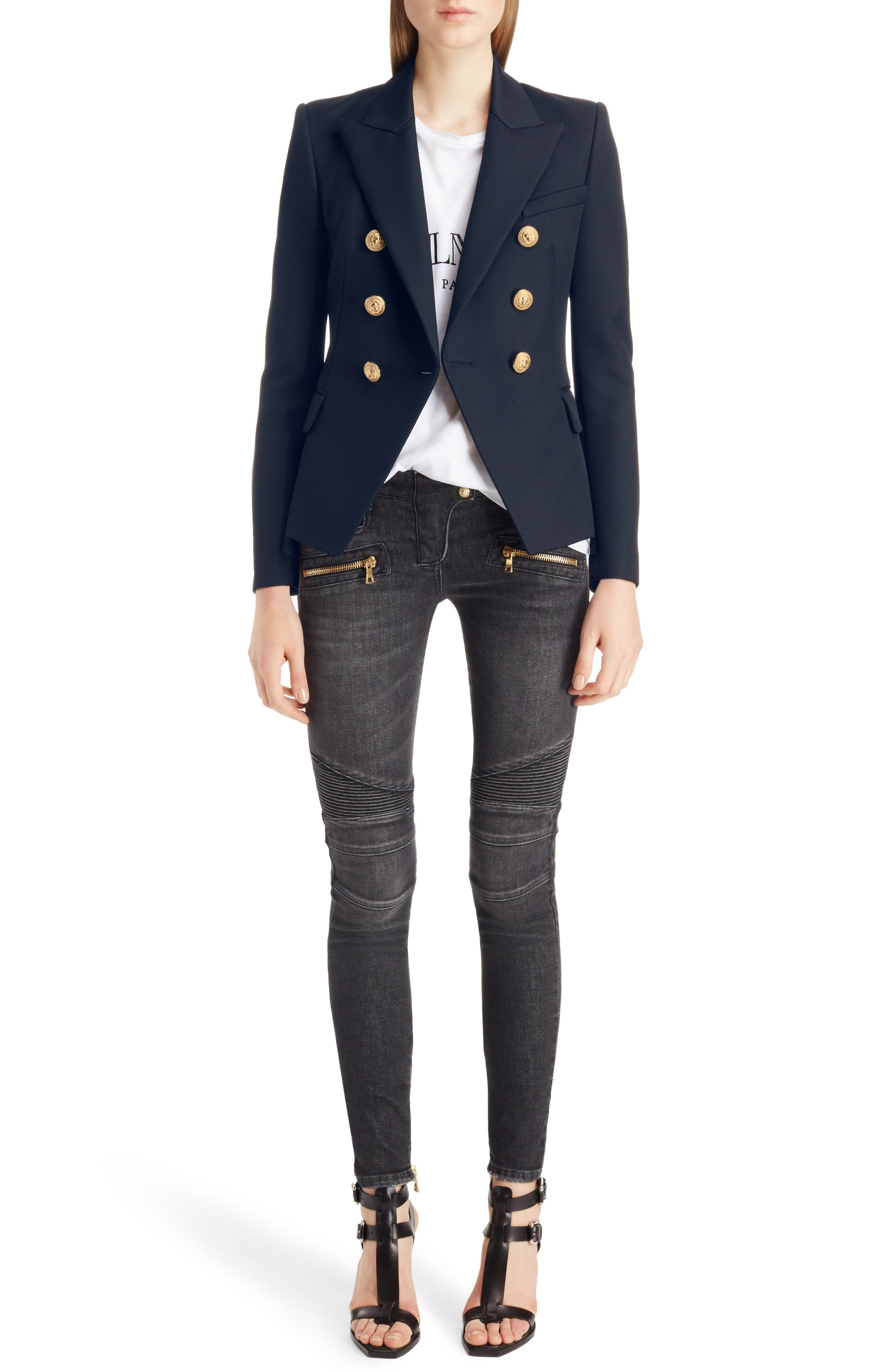 Double Breasted Wool Blazer - 5