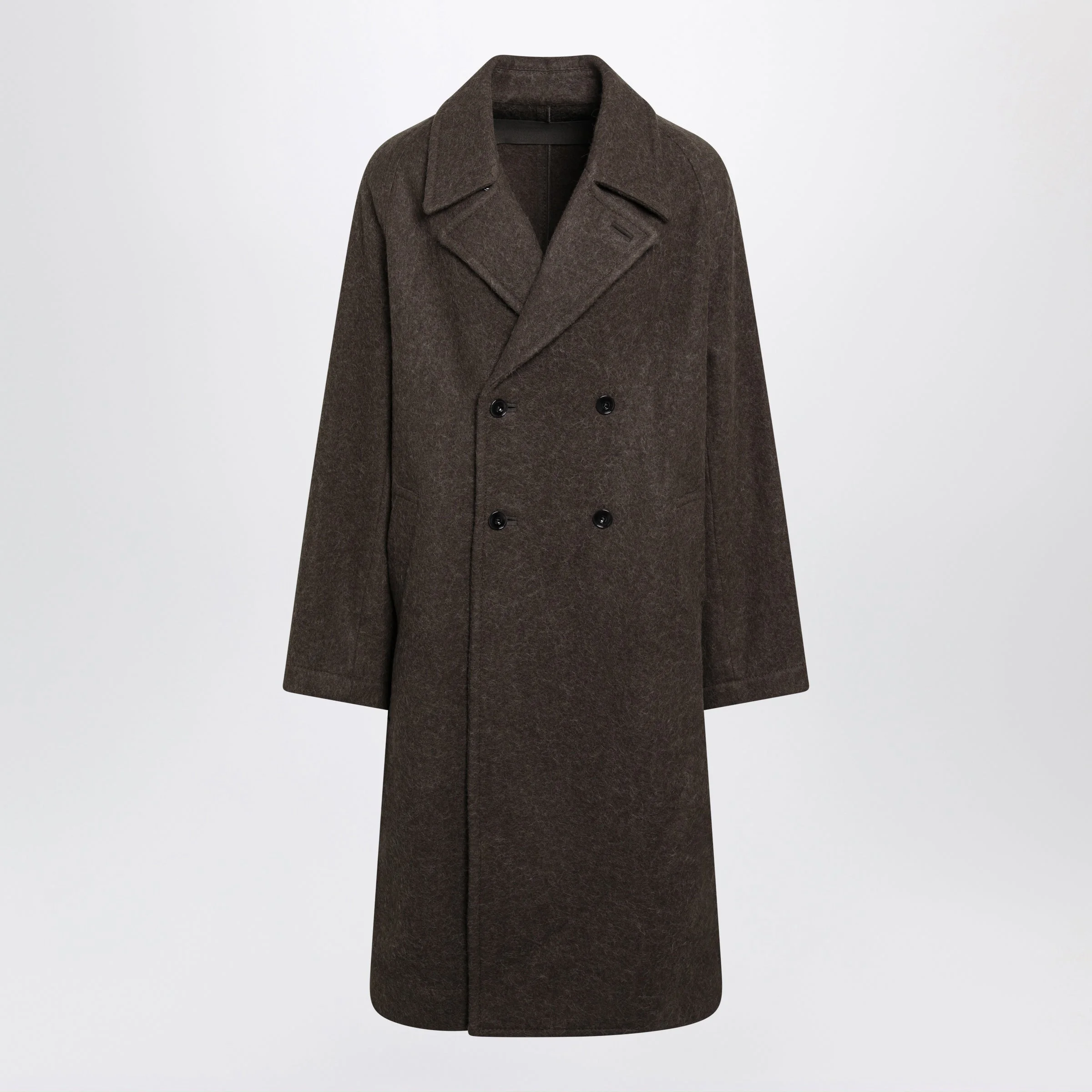 Lemaire Long Double-Breasted Mud Wool And Alpaca Coat Men - 1