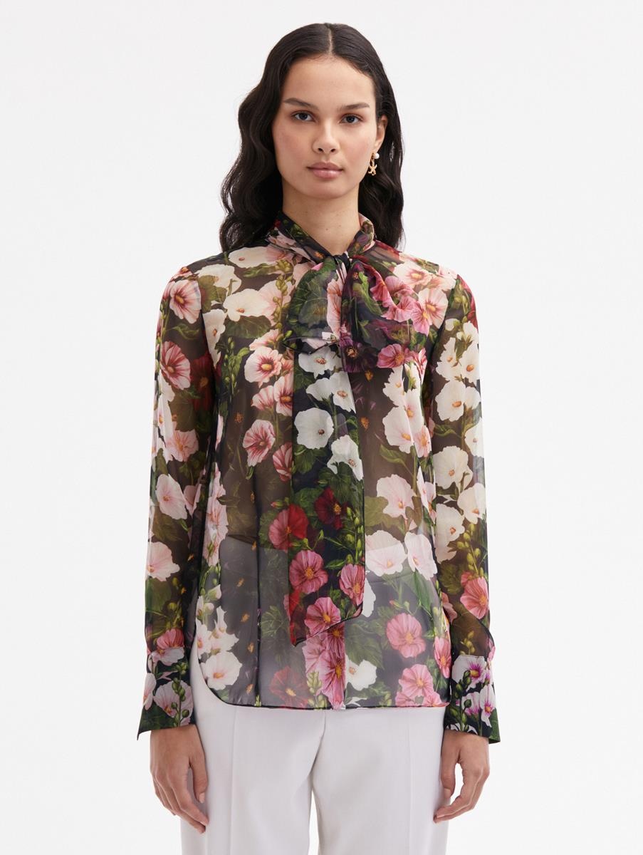 HOLLYHOCK TIE-NECK CHIFFON BLOUSE - 1