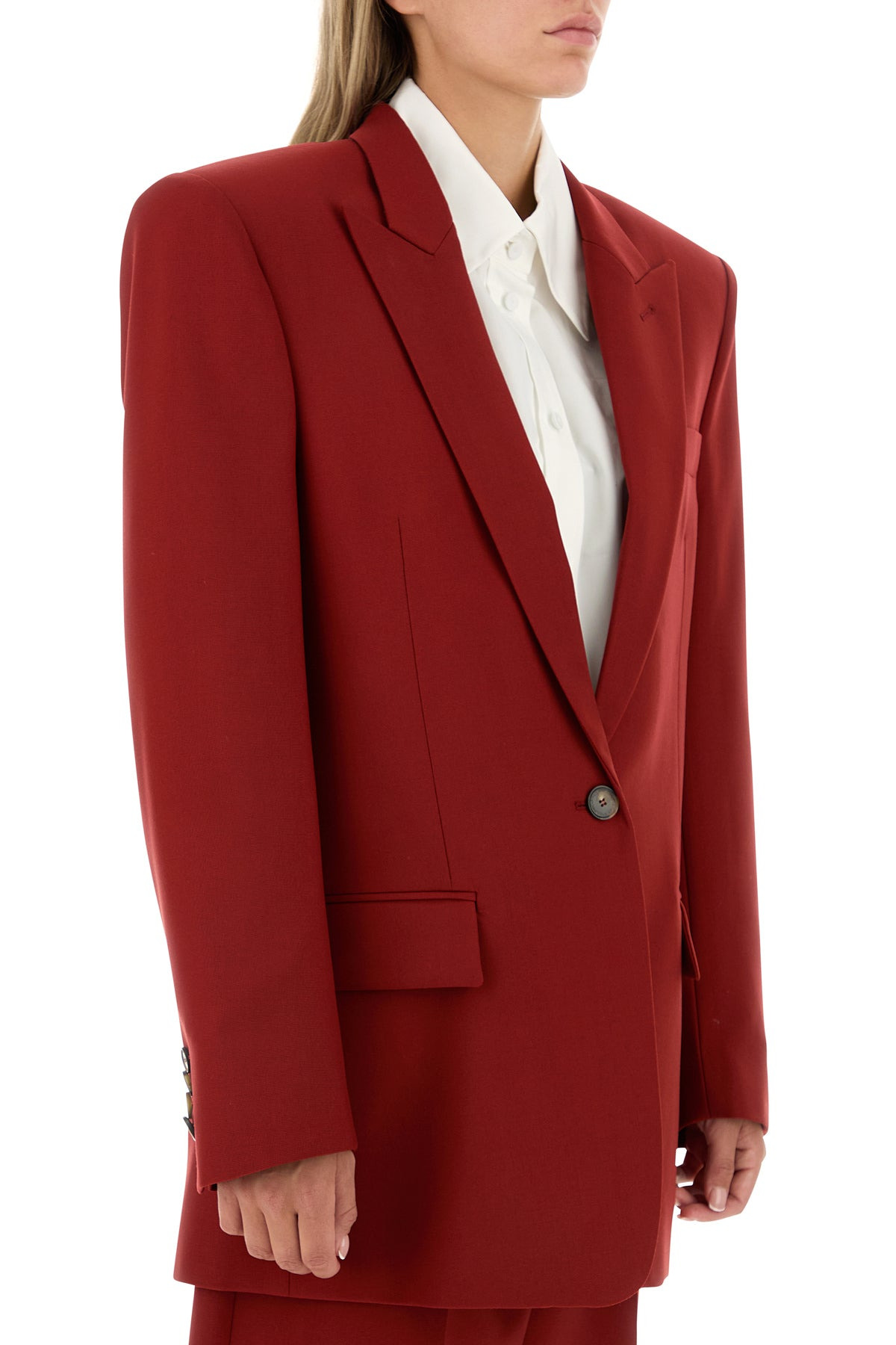 Red wool oversize blazer - 3
