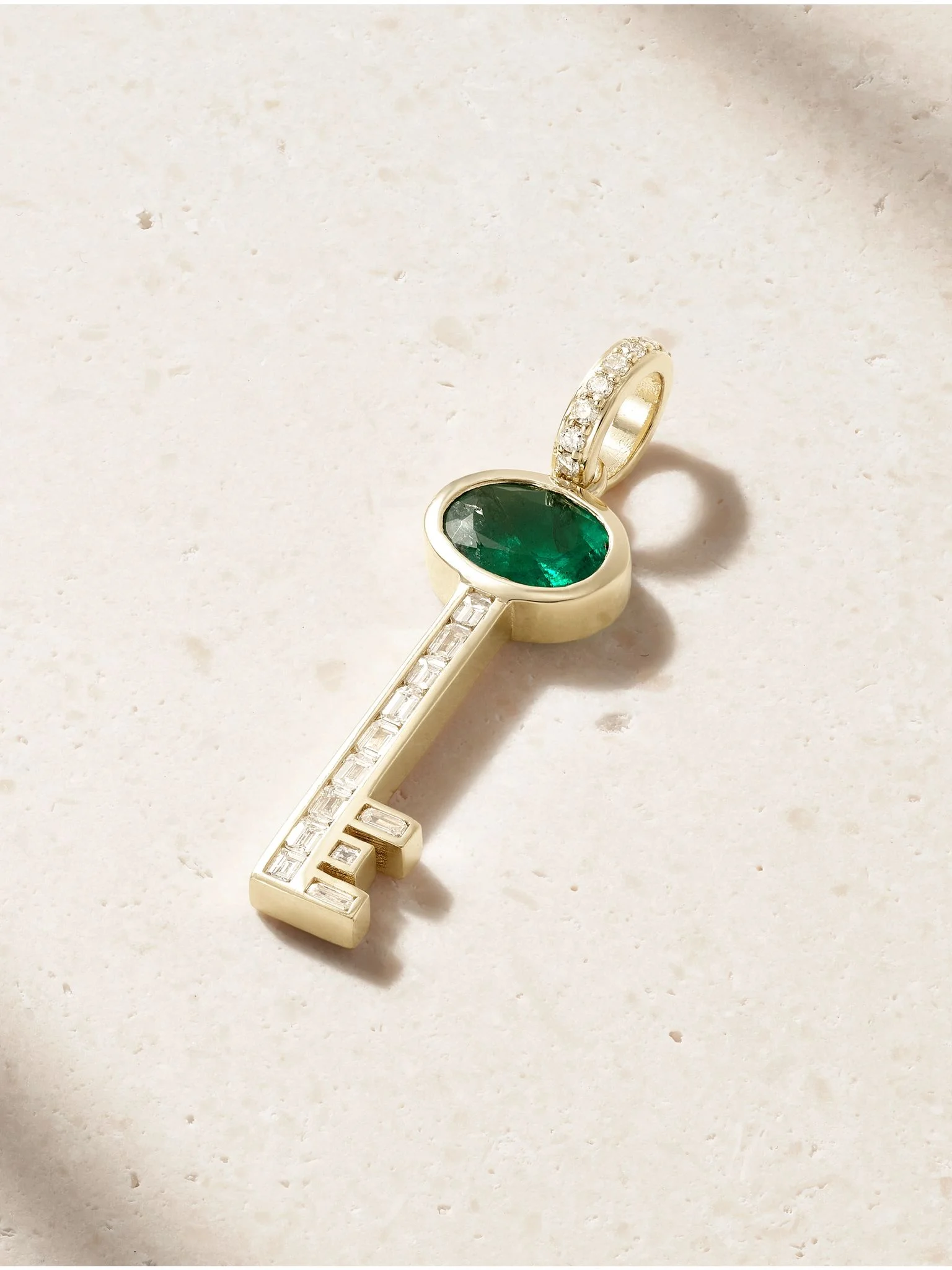 14-karat gold, emerald and diamond pendant Green - 1