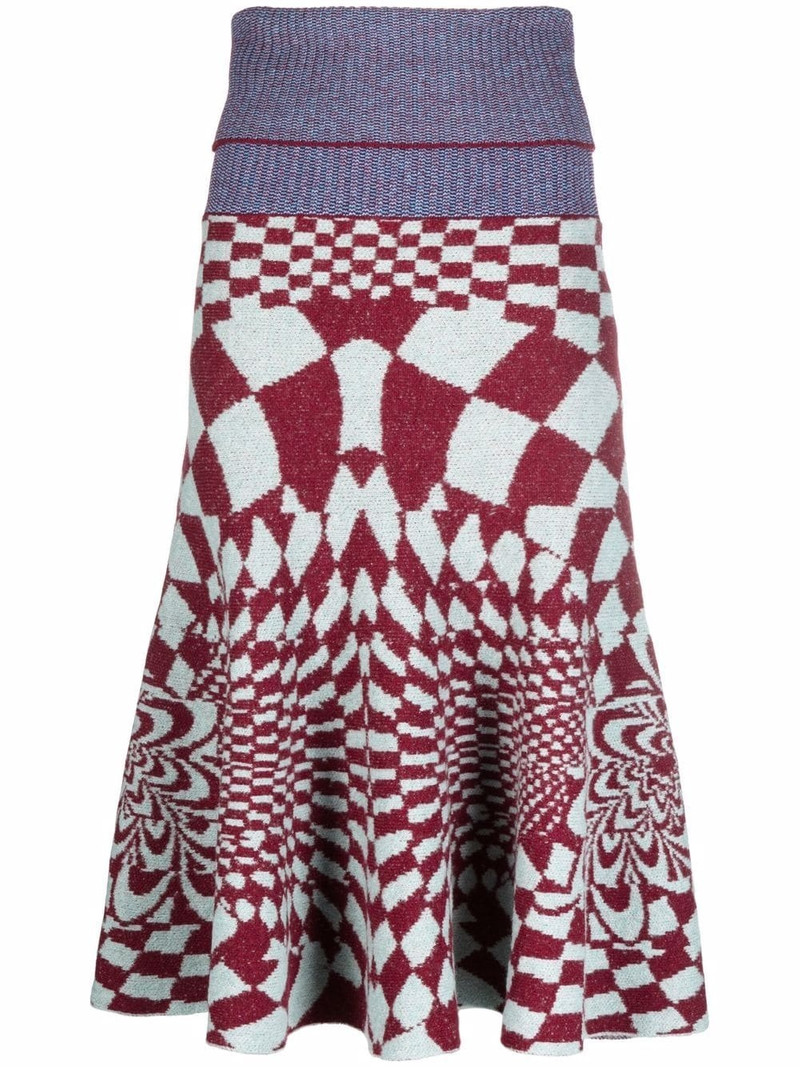 geometric-knit flared A-line skirt 1
