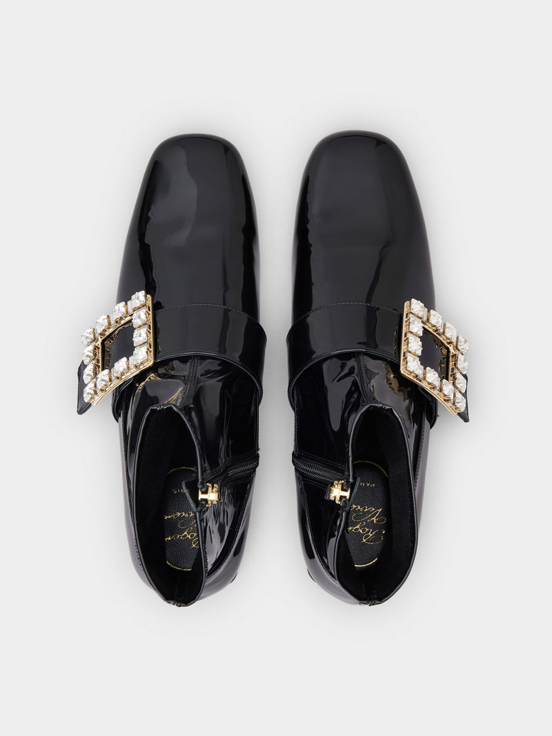 Très Vivier Babies Strass Buckle Strech Boots in Patent Leather 4