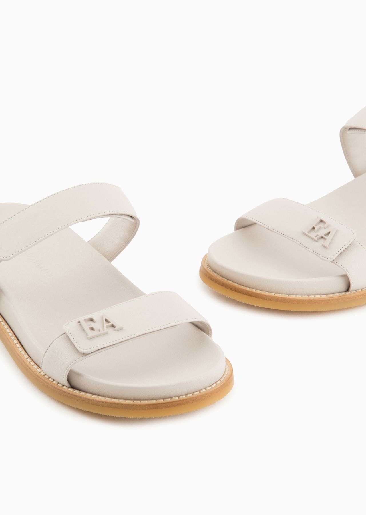 Double-band sandals in nappa leather with EA logo - 5