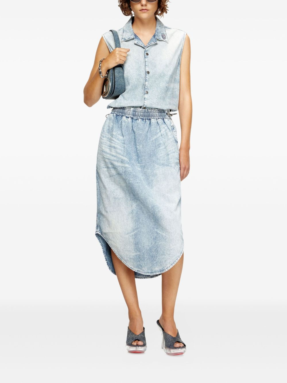 logo-embroidered denim vest - 2