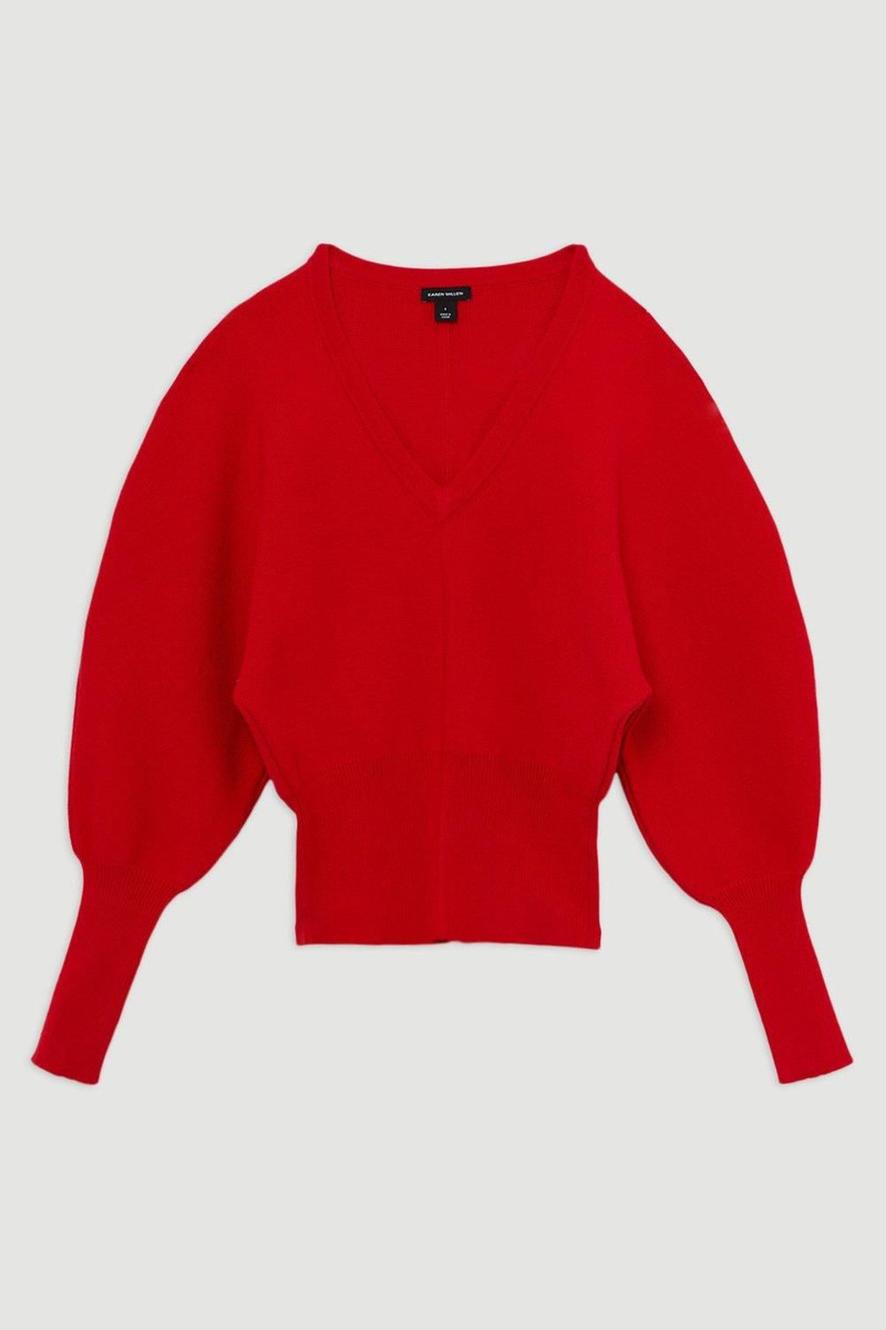 Compact Wool Look V Neck Batwing Knit Jumper 4