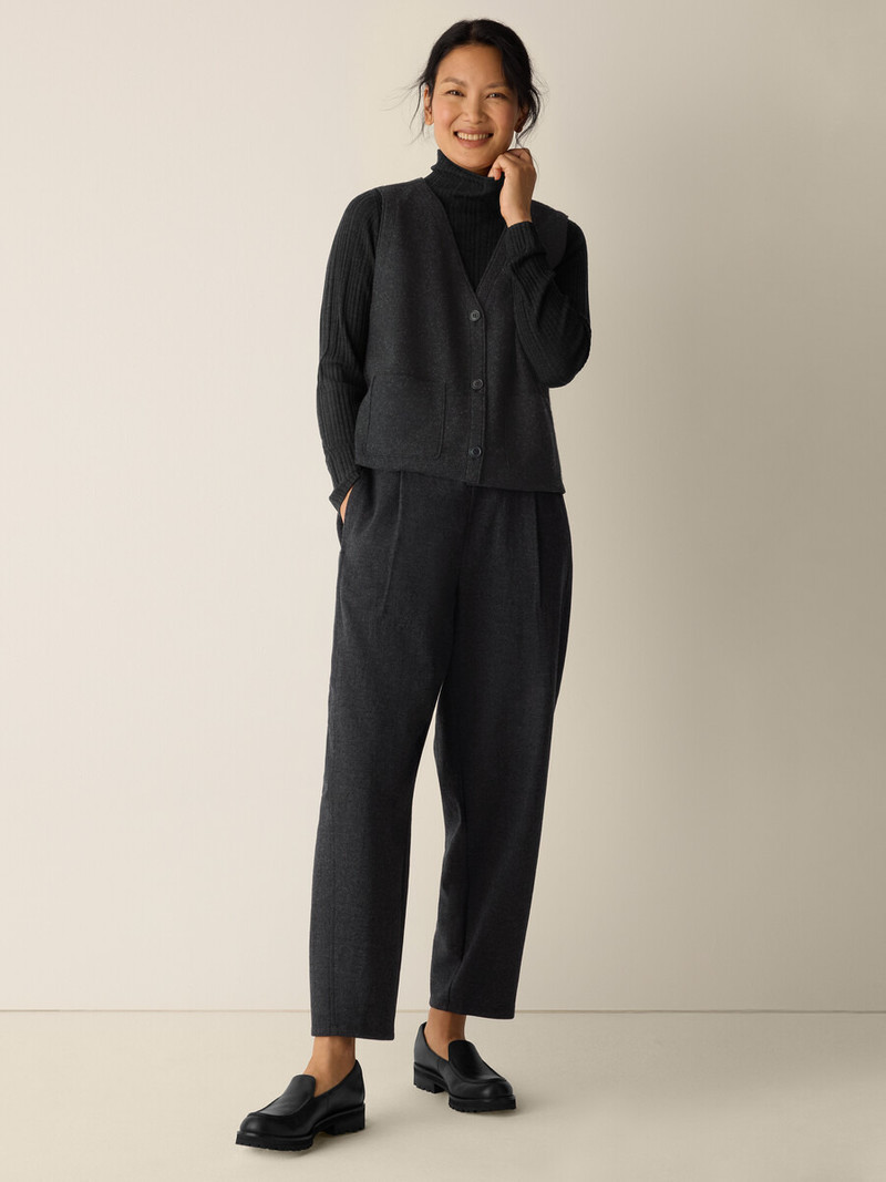 EILEEN FISHER Lightweight Boiled Wool Vest in Regenerative Wool outlook