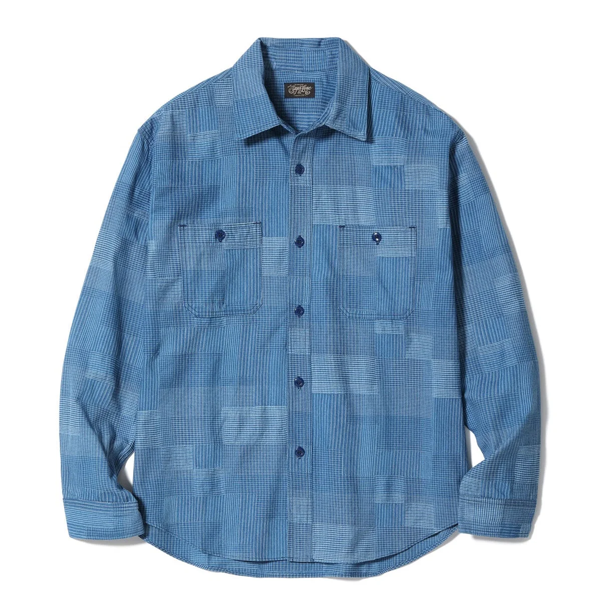 SC29588 Indigo Patchwork Work Shirt Blue - 1
