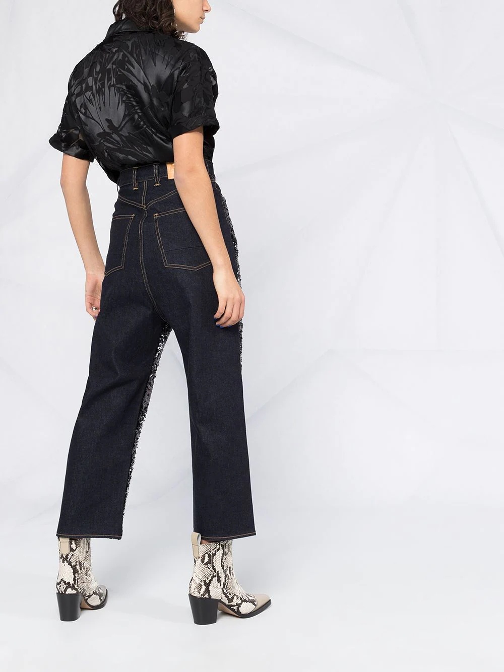 sequin panels wide jeans - 4