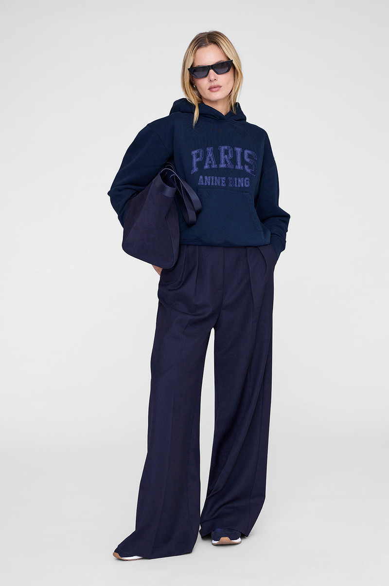 ANINE BING Debbie Shrunken Hoodie Paris - Washed Navy outlook