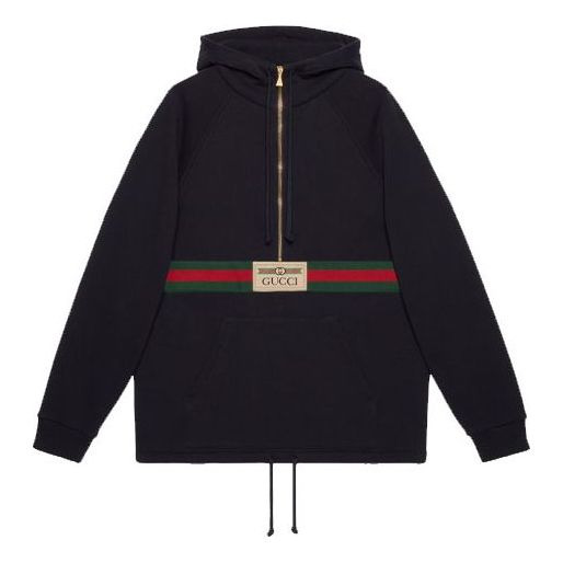(WMNS) GUCCI Web with vintage Gucci Logo Sweatshirt 'Ink Blue' 644656-XJC3W-4440 - 1
